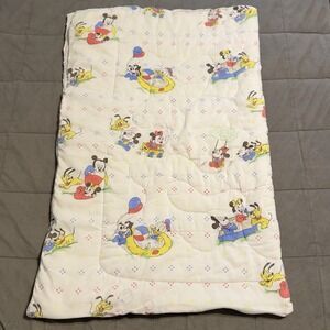 Vintage 1980s Disney Baby Mickey Mouse Toddler Sleeping Bag Quilted Minnie Goofy